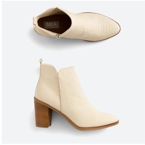 White Snakeskin Heeled Ankle Boots